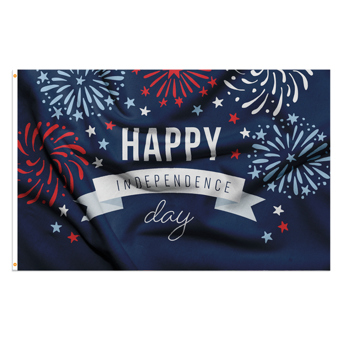 Happy Independence Day Polyester Flag - Made in USA