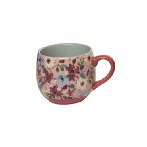 Pink Handle Floral Ceramic Mug