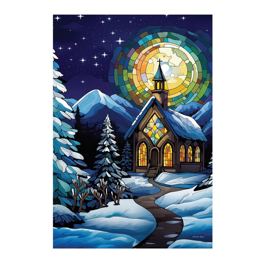 Stained Glass Church Garden Flag