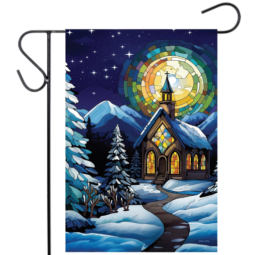 Stained Glass Church Garden Flag