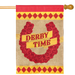 Derby Time Horseshoe Burlap Banner Flag