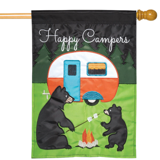 Happy Camping Bears Applique Banner Flag