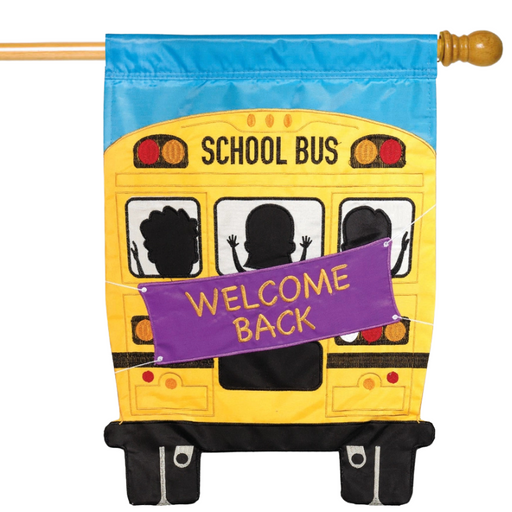 Welcome School Bus Applique Banner Flag