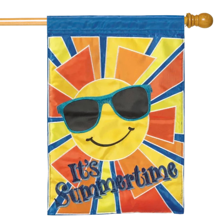 Sun It's Summertime Applique Banner Flag
