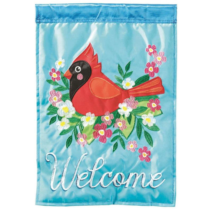 Welcome Cardinal Applique Banner Flag