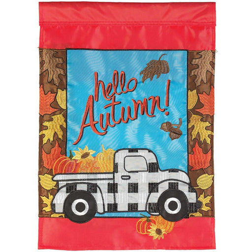 Autumn Truck Applique Banner Flag