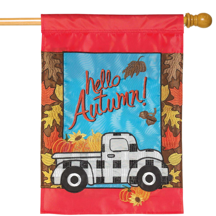 Autumn Truck Applique Banner Flag