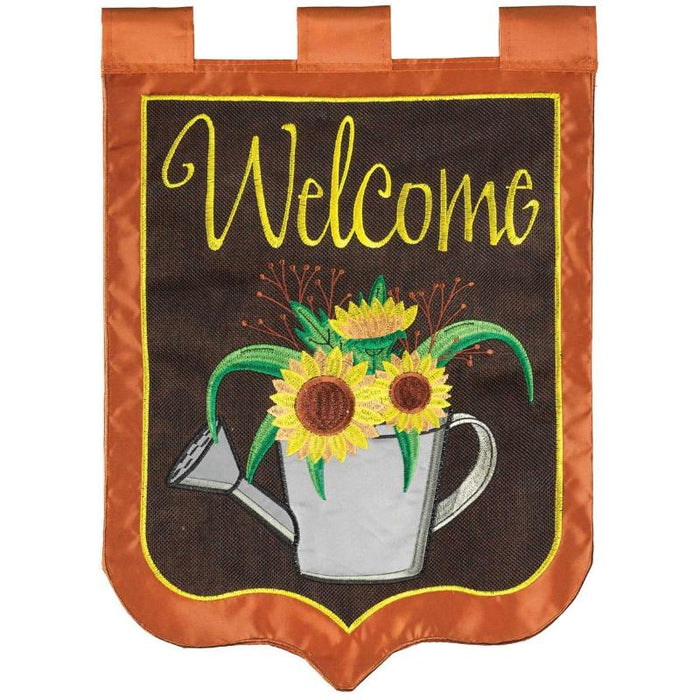 Welcome Watering Can Sunflower Flag