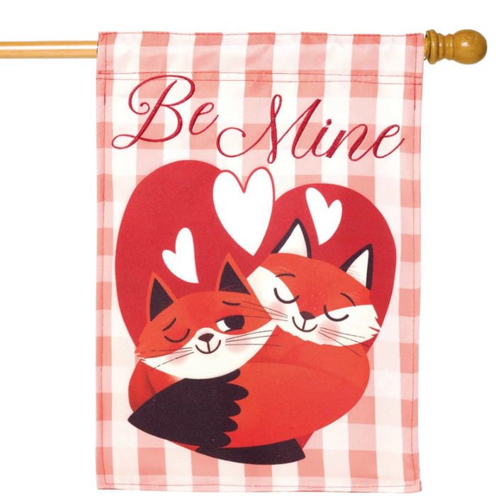 Be Mine Foxes Applique Banner Flag
