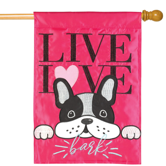 Live Love Bark Applique Banner Flag