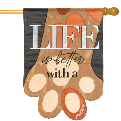 Better with a Cat Applique Banner Flag