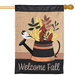 Fall Leaf Stripe Watering Can Banner Flag