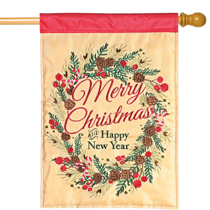 Merry Christmas and New Year Applique Banner Flag