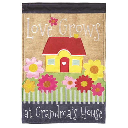 Love Grows at Grandma's Burlap Flag