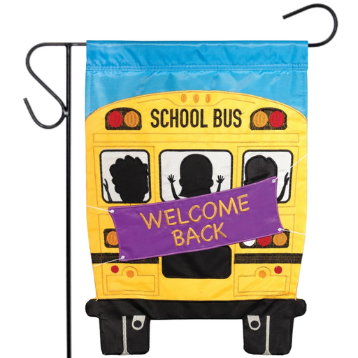 Welcome School Bus Applique Garden Flag
