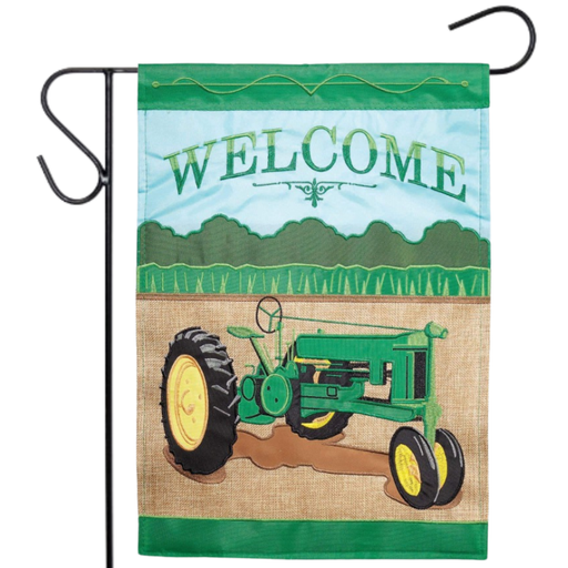 Tractor Welcome Applique Garden Flag