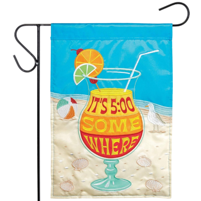 Hurricane 5 O'Clock Applique Garden Flag