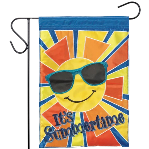Sun It's Summertime Applique Garden Flag