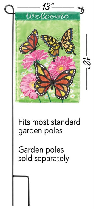 Butterflies on Green Applique Garden Flag