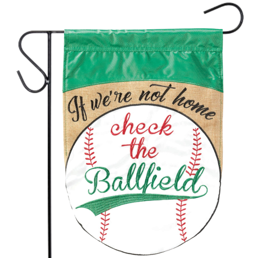 If We're Not Home, Baseball Applique Garden Flag