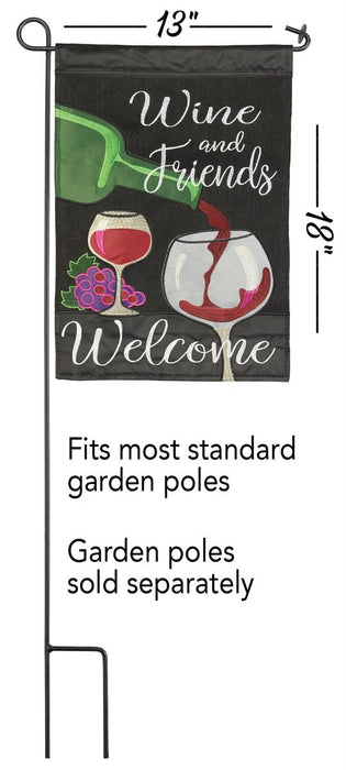 Wine and Friends Burlap Garden Flag