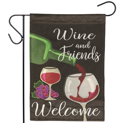 Wine and Friends Burlap Garden Flag