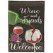 Wine and Friends Burlap Decorative Flag