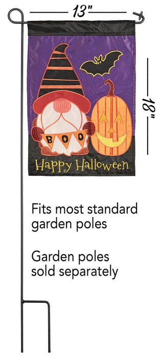 Halloween Gnome Boo Applique Garden Flag