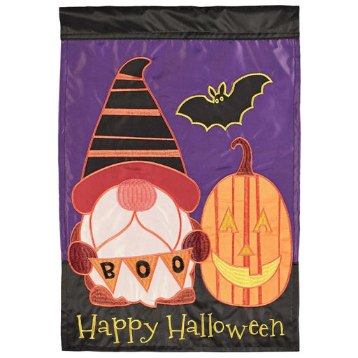 Halloween Gnome Boo Applique Garden Flag
