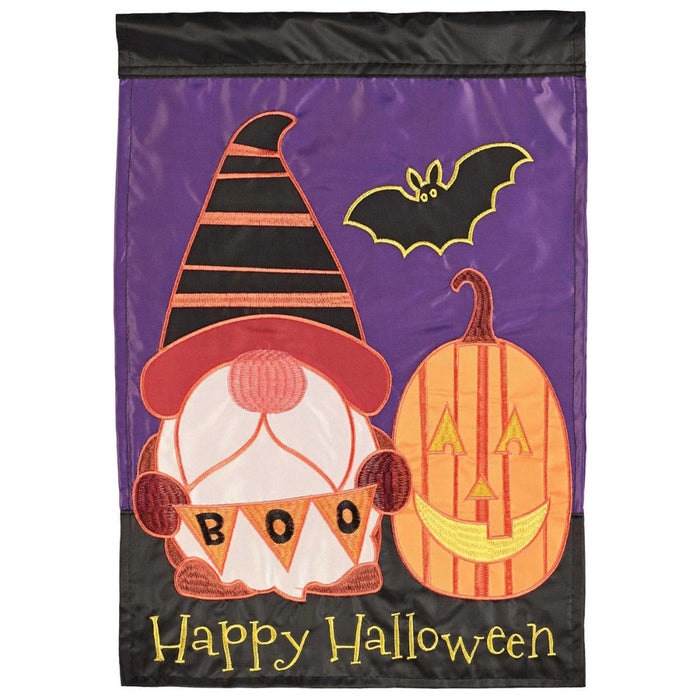 Halloween Gnome Boo Applique Garden Flag
