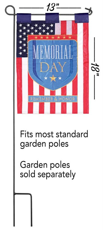 Memorial Day Shield Applique Garden Flag
