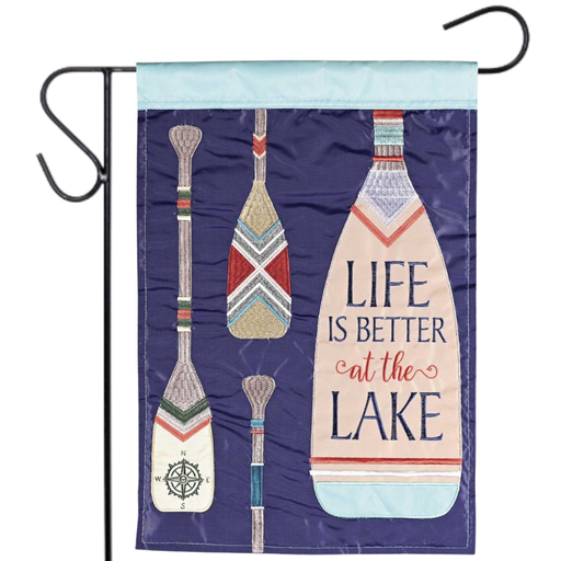 Life is Better at the Lake Applique Garden Flag