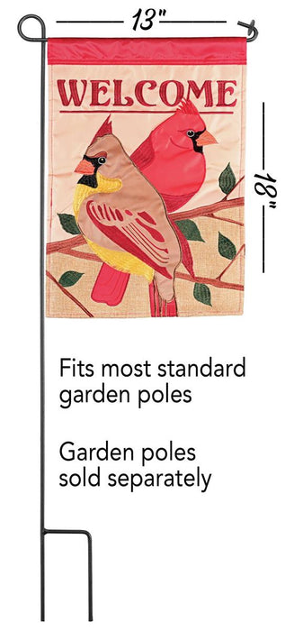Welcome Redbirds Applique Garden Flag