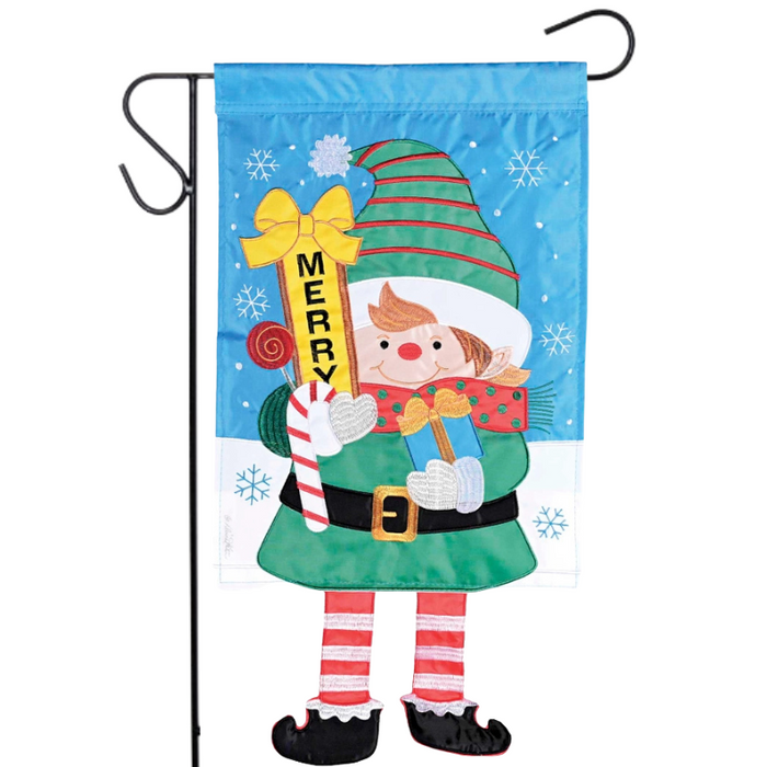 Merry Elf Crazy Legs Garden Flag