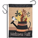 Fall Leaf Stripe Watering Can Garden Flag