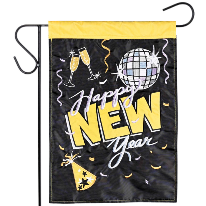Happy New Year Disco Ball Garden Flag