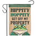 Off My Property Frog Applique Garden Flag