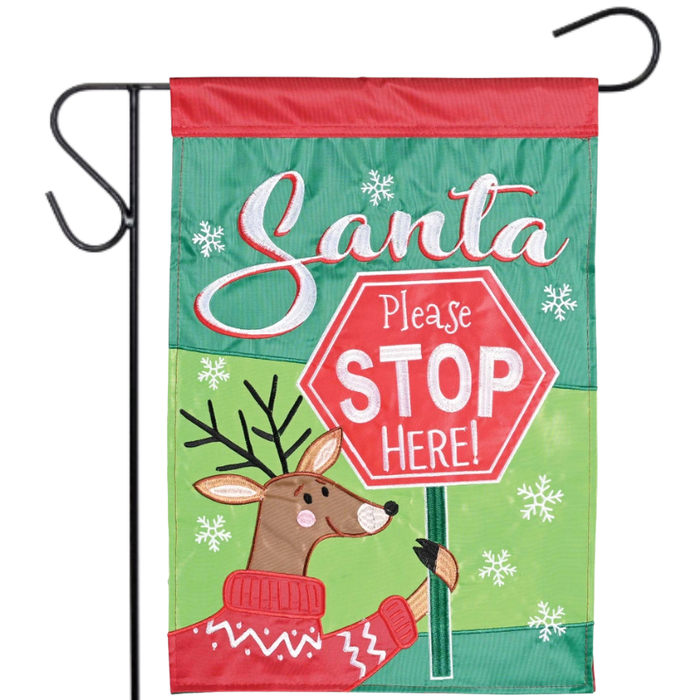 Santa Please Stop Here Garden Flag