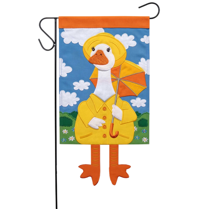 Goose in Raincoat Crazy Legs Garden Flag