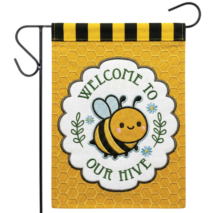 Welcome to Our Hive Applique Garden Flag
