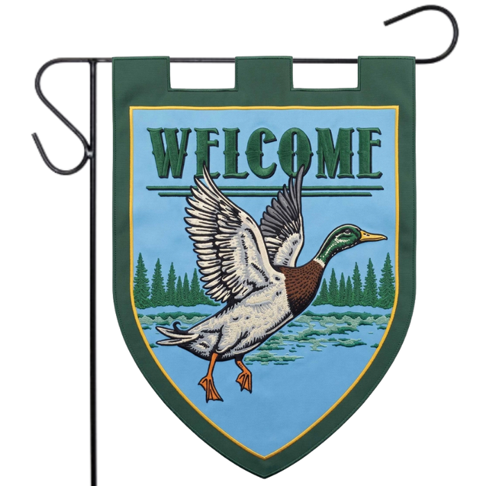 Welcome Mallard Applique Garden Flag