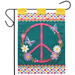 Floral Peace Sign Applique Garden Flag