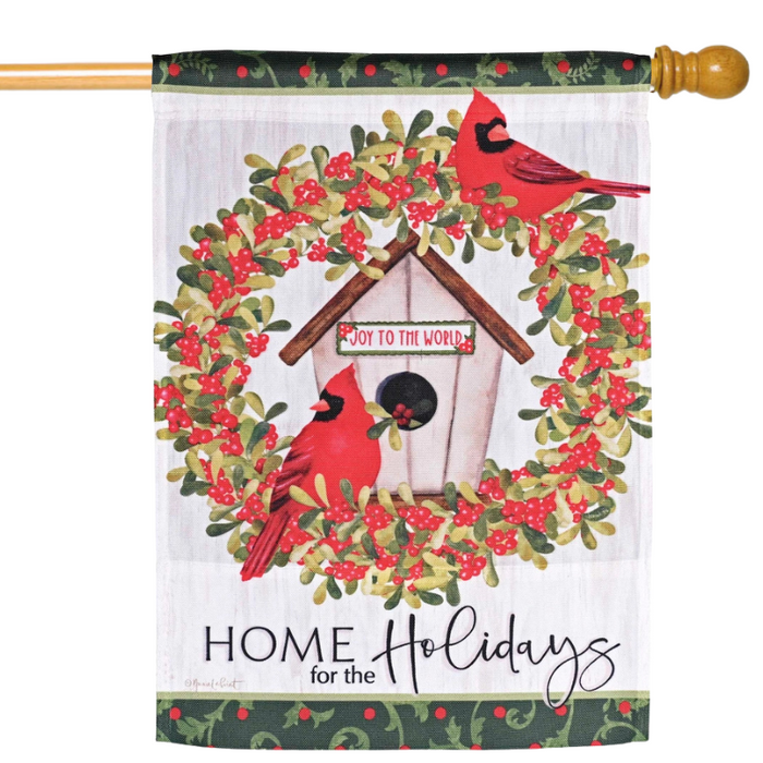 Home for the Holidays Cardinal Banner Flag