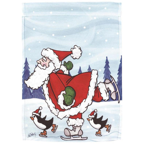 Santa Ice Skating Garden Flag