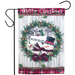 Plaid Christmas Snowman Wreath Garden Flag