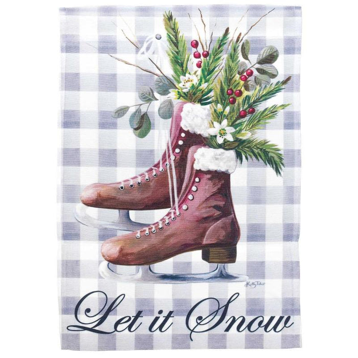 Let it Snow Skates Garden Flag