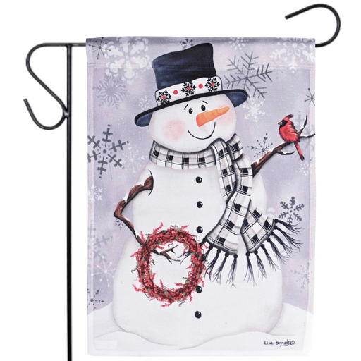 Snowman w/ Berry Wreath Garden Flag
