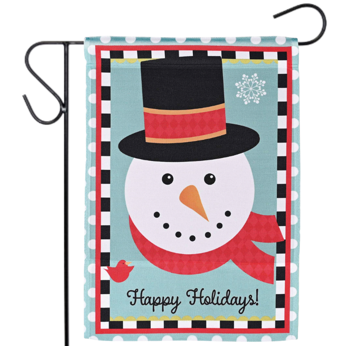 Happy Holidays Snowman Garden Flag