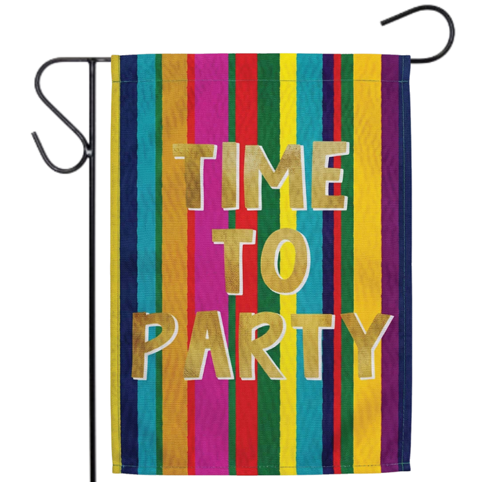 Time to Party Striped Garden Flag