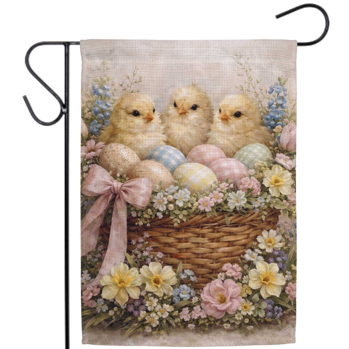 Happy Easter Chicks Vintage Garden Flag